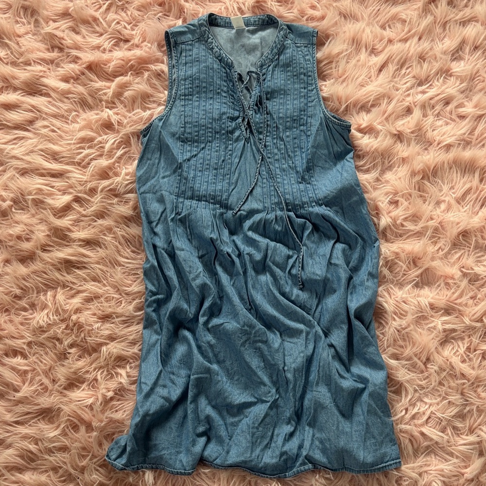 Sleeveless Denim Dress with Lace-Up Front